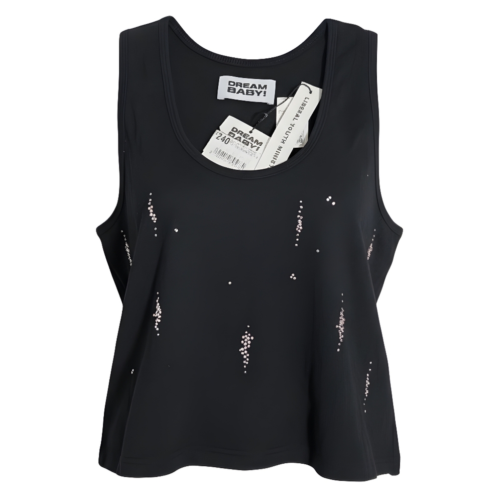 NWT Liberal Youth Ministry Dream Baby Black Ribbed Cropped Tank Top Sz S